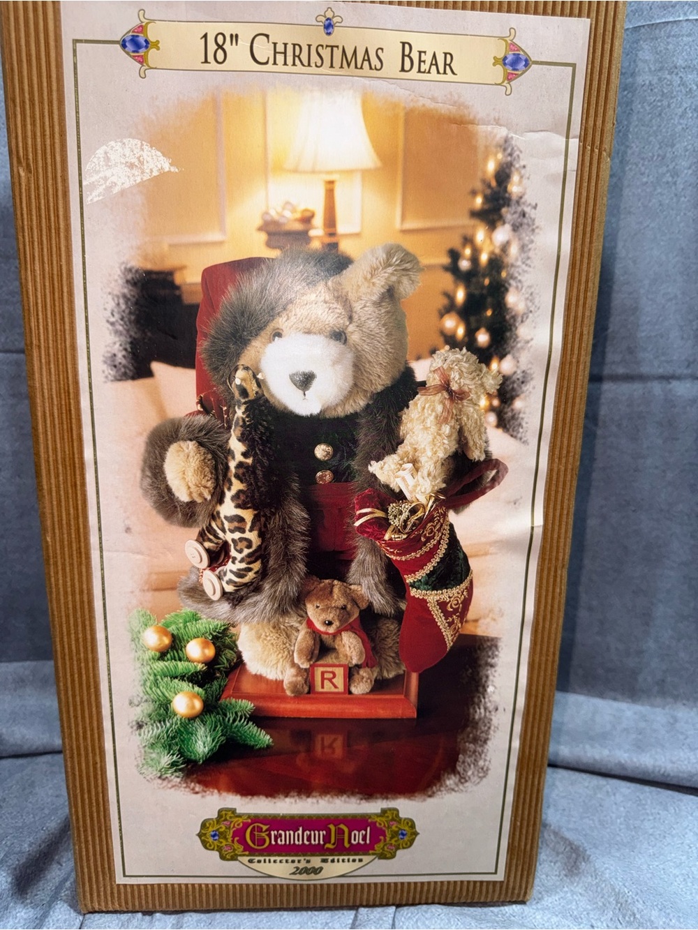 Vintage Grandeur Noel 18" Brown Christmas Bear Plush - Holiday Decor